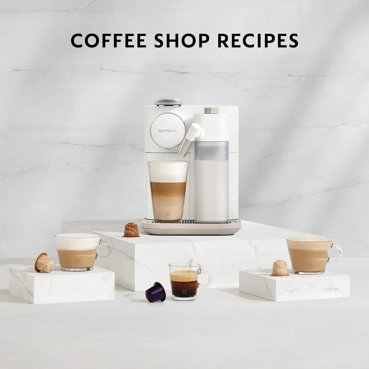 Nespresso De'Longhi Machine à café Gran Lattissima EN640.W avec système de lait automatique, pression 19 bar, 1400 W, Blanc