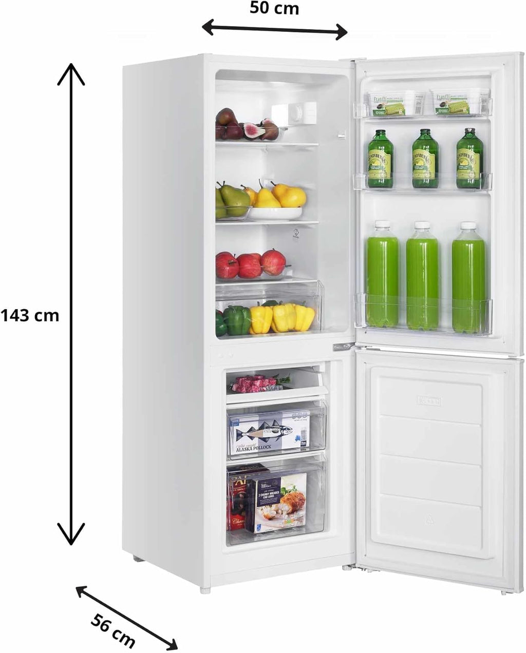 GEDTECH Réfrigérateur combiné congélateur bas 173L GCB173WH - Blanc - Hauteur 143cm