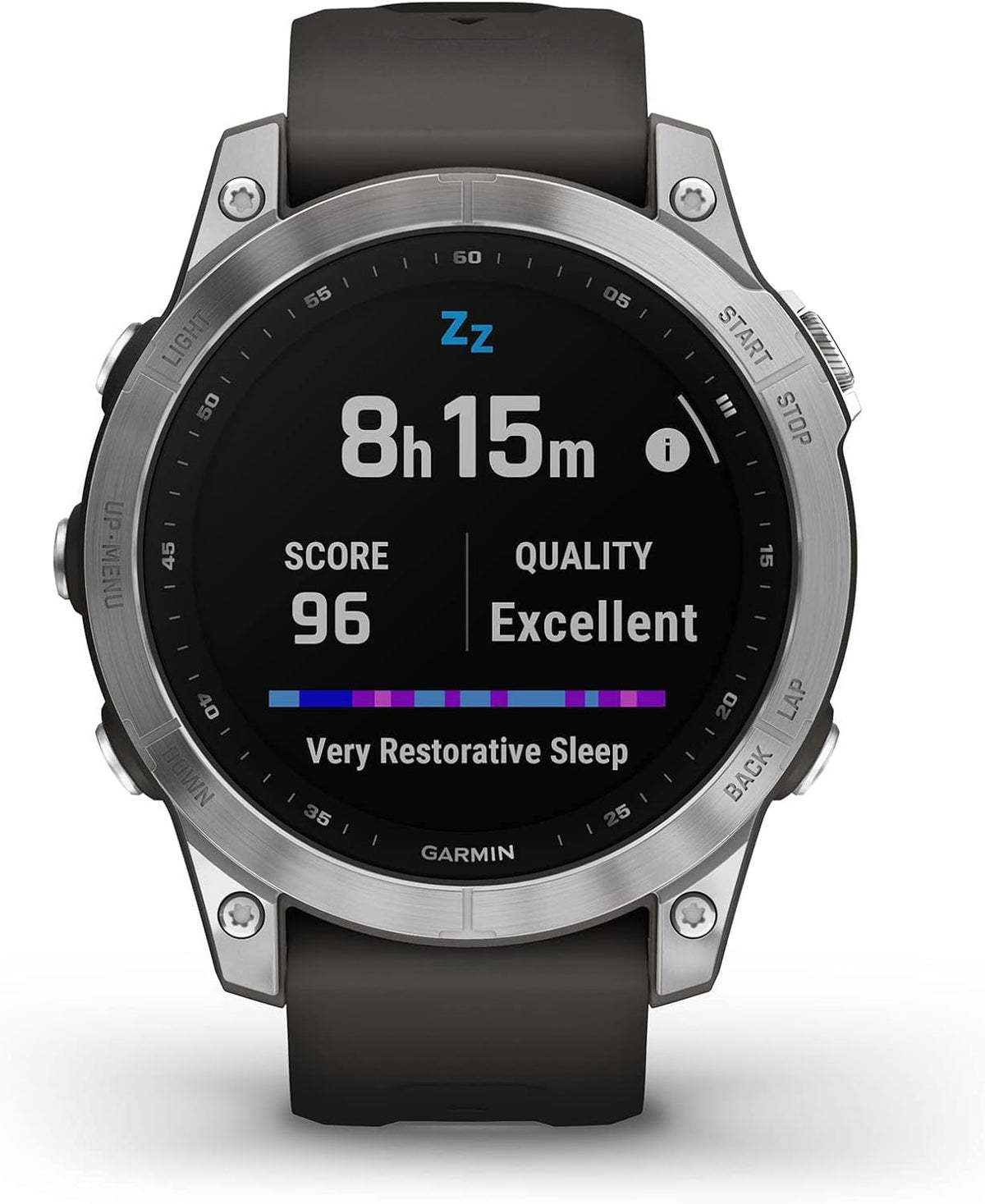 Fenix 7 - Montres GPS Multisports connectée Haute Performance - Silver avec Bracelet Gris - Boitier 47mm (Reconditionné)