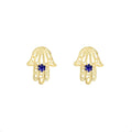 Lucchetta - Main de Fatma/Hamsa Pendentif ou Boucles d'Oreilles, option Saphir Bleu Naturel, Bijoux d'Or pour Femmes Filles