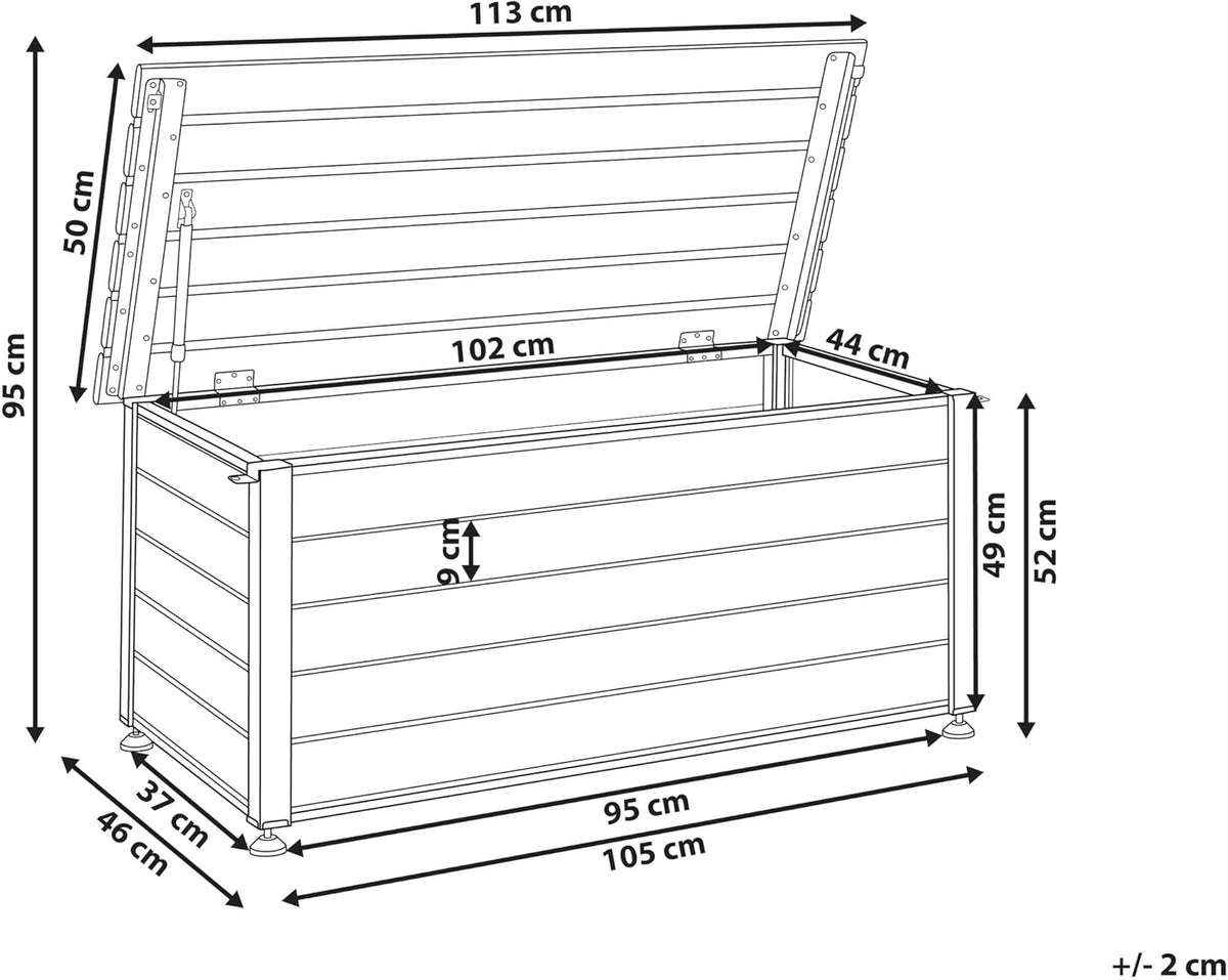 Beliani Coffre d'Extérieur de Rangement en Aluminium 113 x 50 cm Meuble de Jardin Blanc Campalto