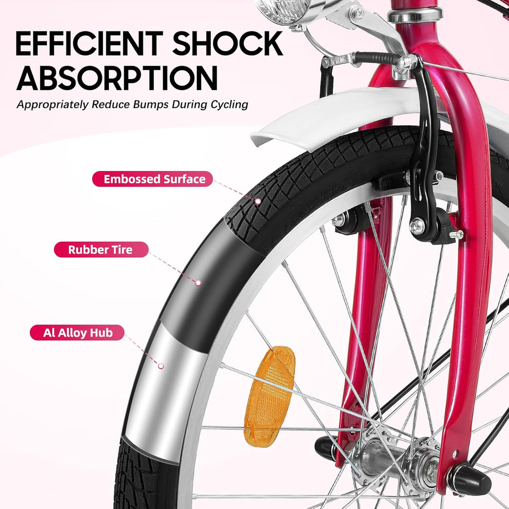 XUEMANSHOP Vélo pour enfant, 20 pouces, dérailleur à 6 vitesses, vélo pour femme avec phare, capacité de charge maximale 90 kg, pour 6, 7, 8, 9, 10 ans
