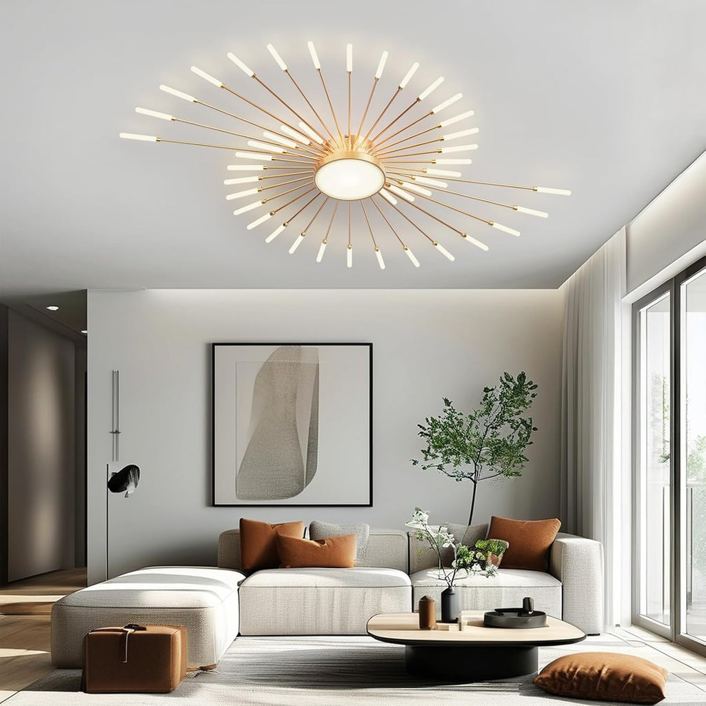 RRBEST Plafonnier LED Moderne Pour Salon,Acrylique Luminaire Plafonnier,Intérieur Design lampes de décoration pour salon chambre à coucher et salle à manger Or,42+1 Tête