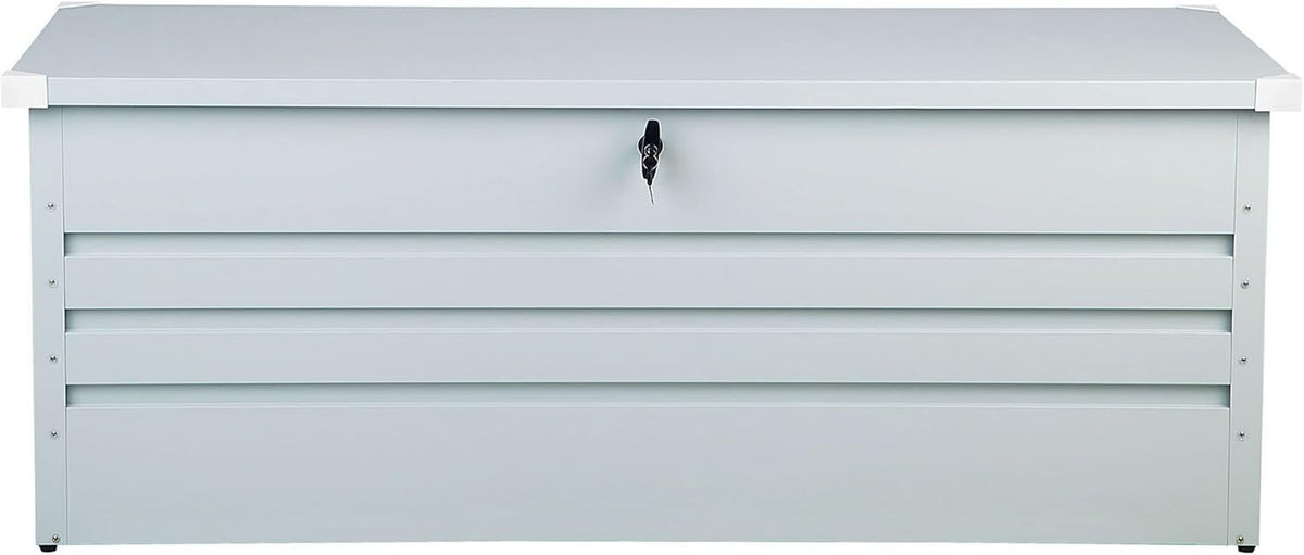 Beliani Coffre de Rangement Extérieur 165 x 70 cm 600 Litres en Acier Galvanisé Gris Clair Idéal pour les Accessoires de Jardin Durable et Décoratif