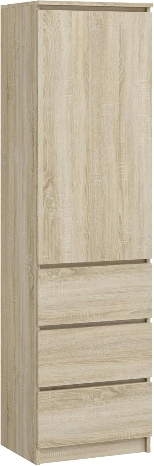 KUBUTKU Armoire multi-usages avec 3 tiroirs, 3 compartiments et portes, 180,5 x 50 x 40 cm, sonoma