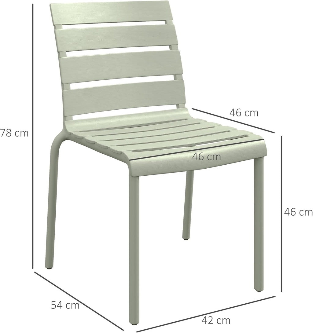 Outsunny Lot de 4 chaises de Jardin chaises de Bistro empilables avec Assise et Dossier à Lattes dim. 42L x 54l x 78H cm Vert