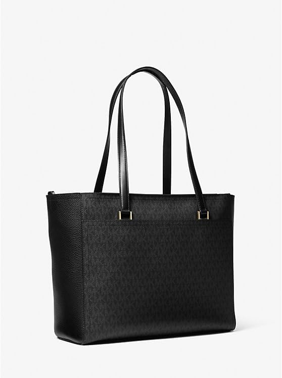 Maisie Pochette 3 en 1 pour femme avec fermeture éclair sur le dessus et bandoulière MK Signature, noir, Large