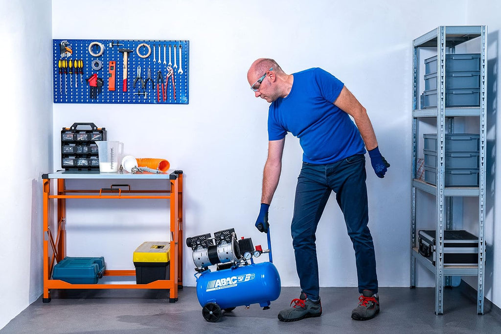 ABAC Compresseur d'Air Silencieux EASE-AIR 24, Compresseur d'Air sans Huile, Pression Maximale 8 Bar, Puissance 1 ch, Réservoir 24 litres, Niveau Sonore 59 dB