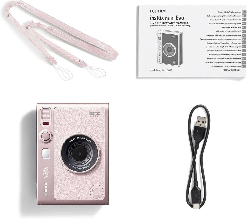 instax Mini Evo, Appareil Photo numérique et imprimante Photo Hybride 2-en-1 écran LCD Tactile de 2,7 Pouces, avec 10 objectifs et 10 Effets de Film, utilise des Films instax Mini, Couleur Rose