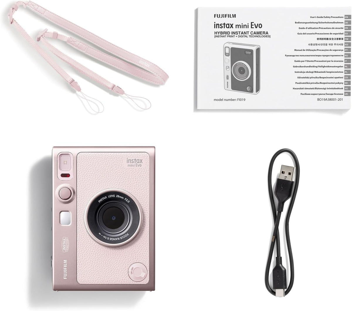 instax Mini Evo, Appareil Photo numérique et imprimante Photo Hybride 2-en-1 écran LCD Tactile de 2,7 Pouces, avec 10 objectifs et 10 Effets de Film, utilise des Films instax Mini, Couleur Rose