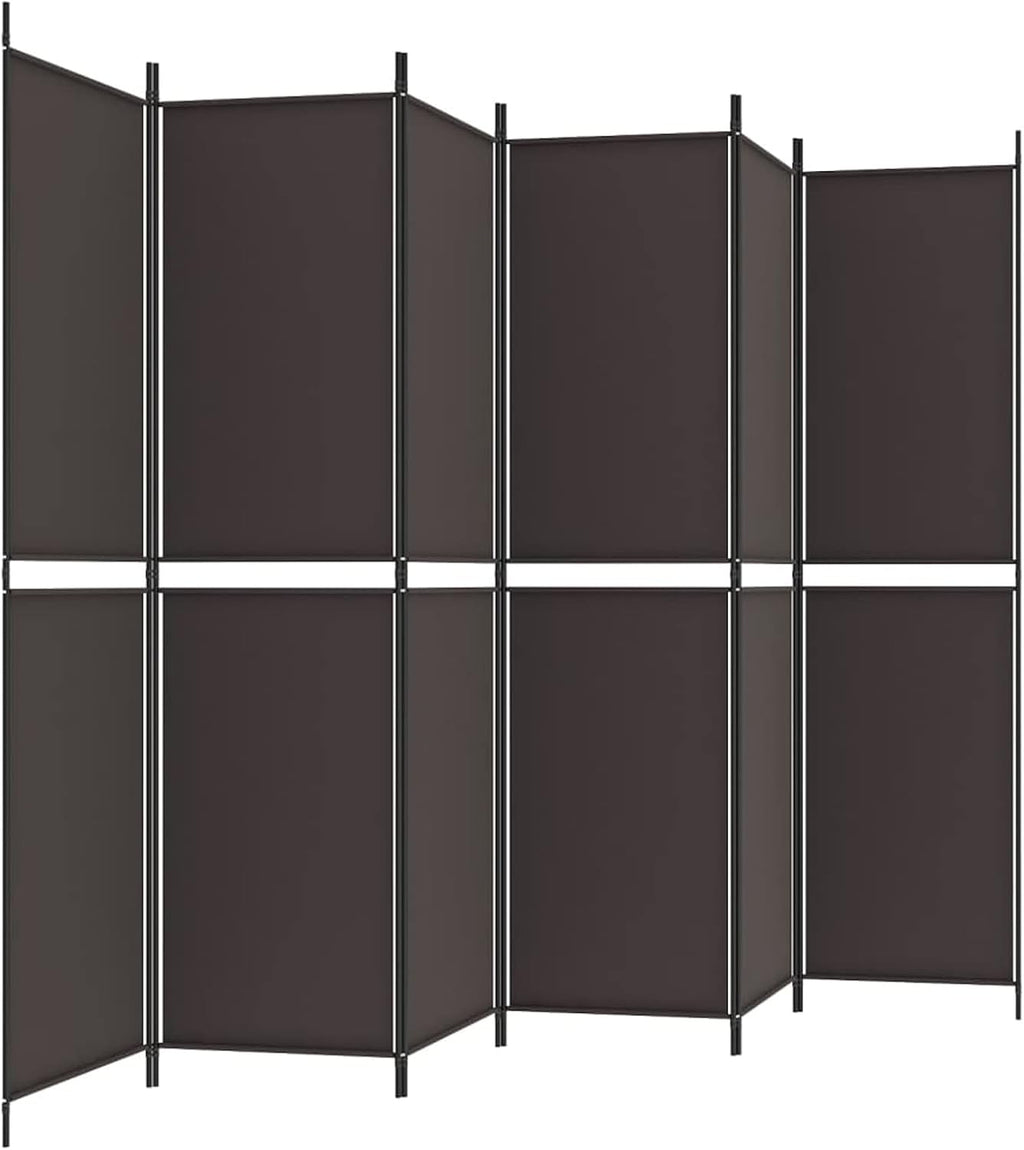 Paravent 6 panneaux marron 300 x 200 cm pour intérieur ou extérieur avec pieds - Cloison polyvalente pour bureau, salon, chambre à coucher - Design élégant en tissu