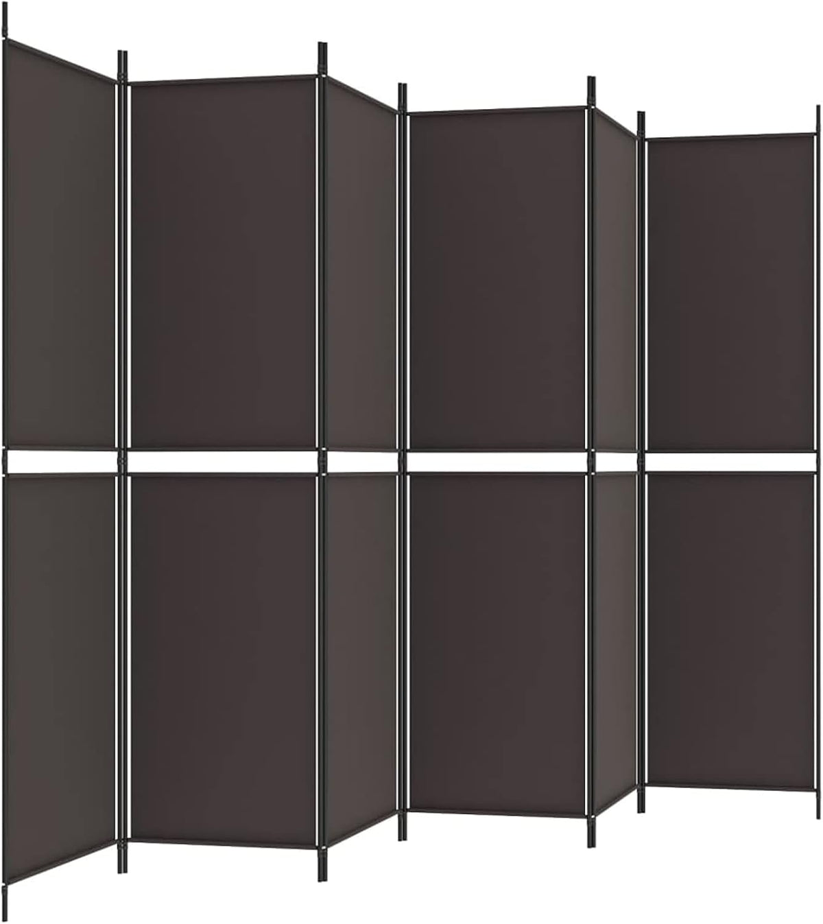 Paravent 6 panneaux marron 300 x 200 cm pour intérieur ou extérieur avec pieds - Cloison polyvalente pour bureau, salon, chambre à coucher - Design élégant en tissu
