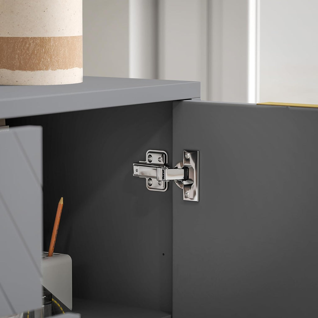 HOMCOM Buffet moderne pour salon avec 3 tiroirs, 2 portes et étagère réglable, pour salon, anti-renversement, 120 x 40 x 76 cm, gris