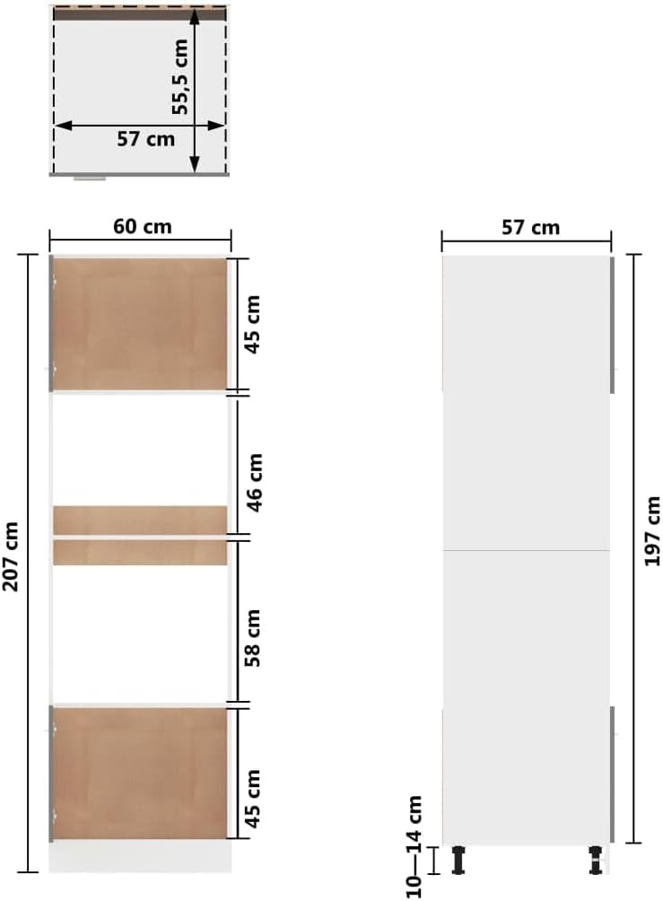 vidaXL Meuble Micro-Ondes Lyon Blanc 60 x 57 x 207 cm Bois d'ingénierie