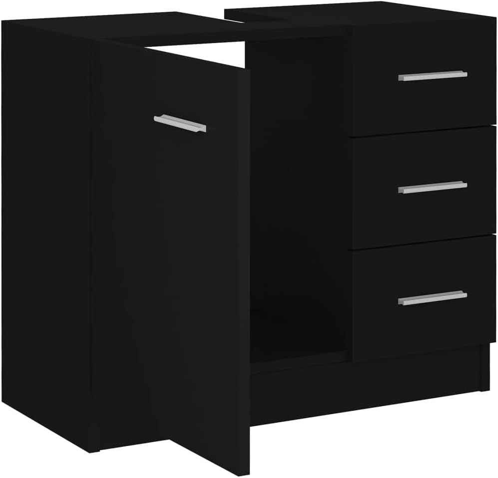 BOWEKAM Meubles, ensembles de meubles, ensembles de meubles de salle de bain, meuble d'évier noir, 63 x 30 x 54 cm, bois d'ingénierie