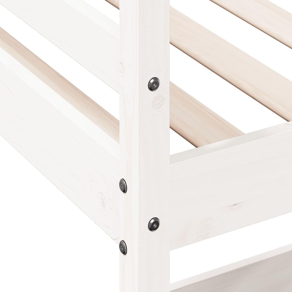 vidaXL Lit Superposé avec Bureau, Lit Mezzanine avec Sommier à Lattes pour Enfant, Meuble de Chambre, Moderne, Blanc 90x200 cm Bois de Pin Massif