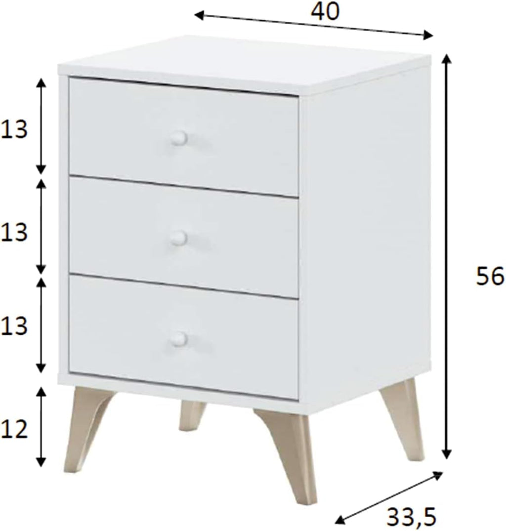 Mondo Viro Ensemble de meubles de chambre Sweet Commode et table de chevet en aggloméré blanc (Table de chevet et commode)