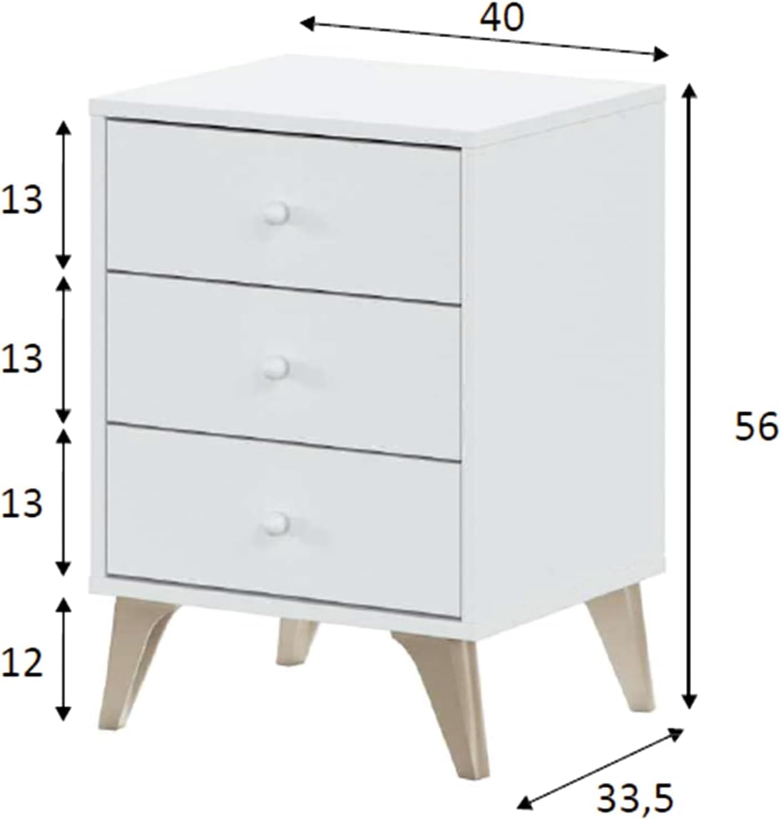Mondo Viro Ensemble de meubles de chambre Sweet Commode et table de chevet en aggloméré blanc (Table de chevet et commode)