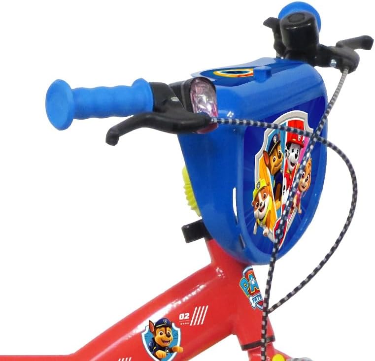Vélo Enfant 16" Pat Patrouille équipé de 2 Freins, Bidon/Porte Bidon Garde Boues, Plaque Avant, stabilisateurs Amovibles + Casque Pat Patrouille Inclus !