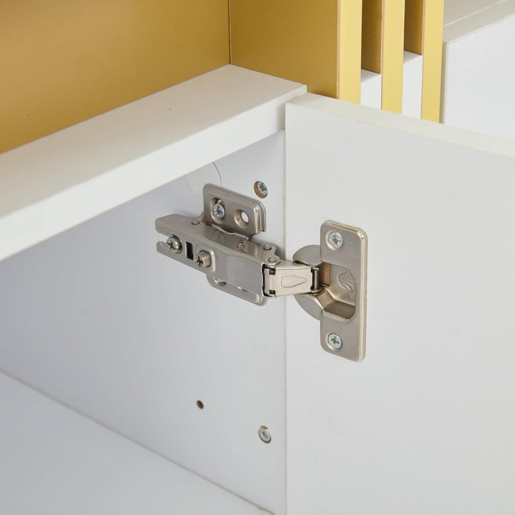 Merax Buffet - Armoire de cuisine avec 3 portes - Armoire de rangement moderne avec plan de travail - Étagère réglable - Armoire de salle à manger pour salon, salle à manger, couloir - Aspect marbre