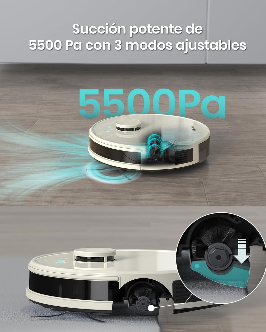 Lefant Robot Aspirateur Laveur Robot 2 en 1 4000Pa,Navigation LiDAR,Cartographie Multi-étage,Zones Virtuelles, Connecté Alexa/APP/WiFi,Idéal pour Poils d'animaux Tapis Sols Durs,M1 Champagne