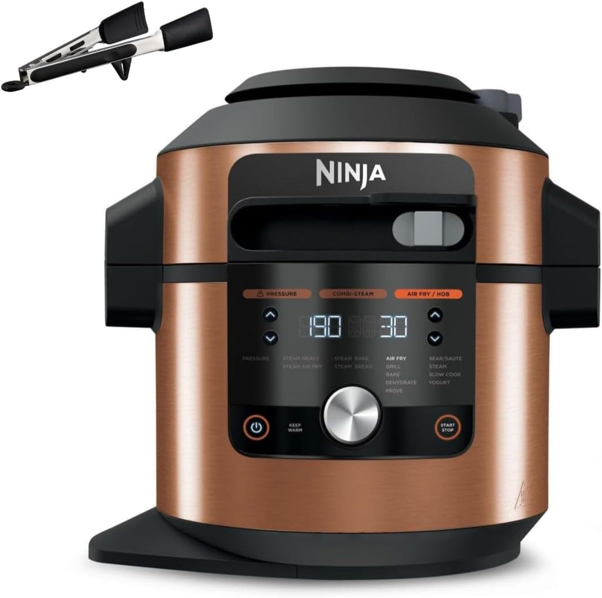 Ninja Multicuiseur Foodi MAX Air Fryer avec SmartLid, 7,5L, Autocuiseur 12 en 1, Cuisson sous pression, Friture à l'air, Cuisson lente, Grill et plus, Cuivre/Noir Exclusivité