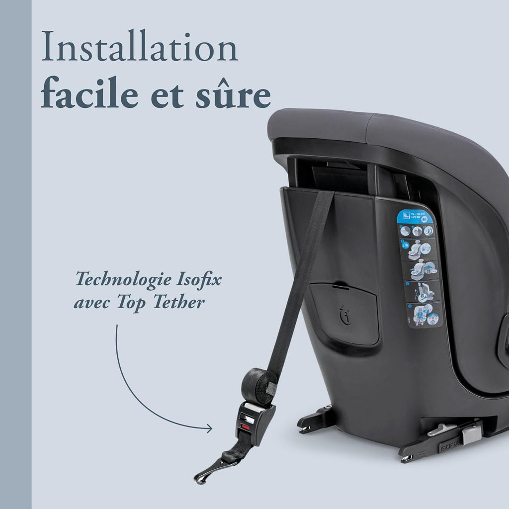 Inglesina Caboto i-Size Siège Auto, Isofix, de 15 mois à 12 ans environ, de 76 à 150 cm, Vulcan Black