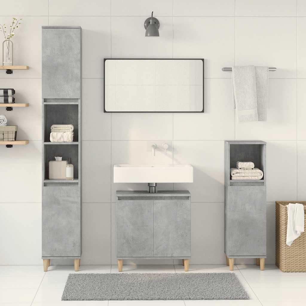 vidaXL Ensemble de Meubles de Salle de Bain 3 pcs Gris béton