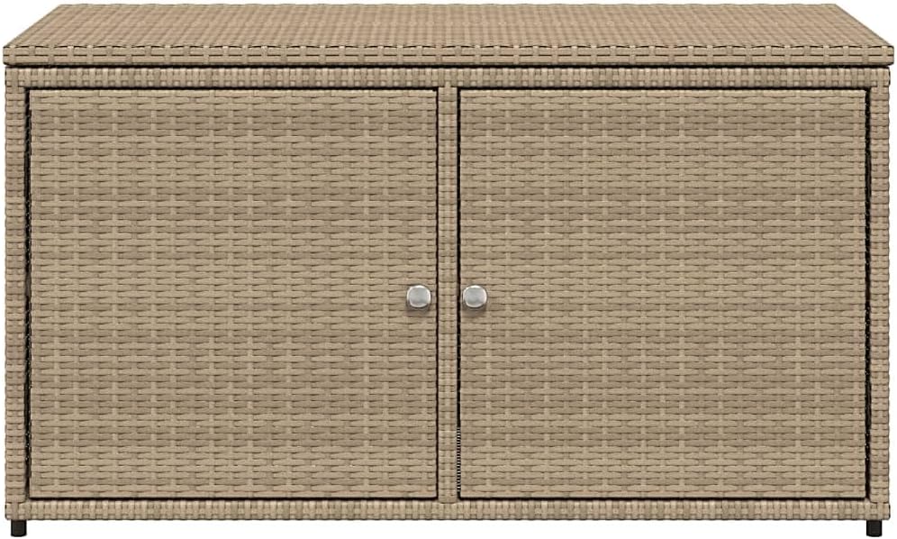 prissent Armoire de rangement de jardin, 110 x 55 x 60,5 cm, coffre pour jardin, coffre de jardin, fournitures de meubles de balcon, meubles de jardin, beige, rotin PE, acier