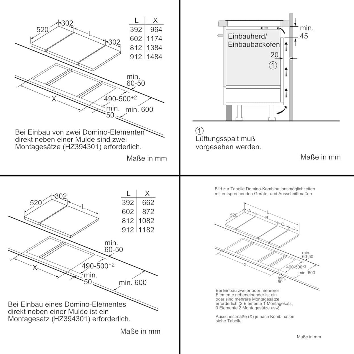 Plaque Induction 2 feux-Siemens EX375FXB1E - Plaque de cuisson Induction - Dimensions produit LxP en cm : 30.2 / 52