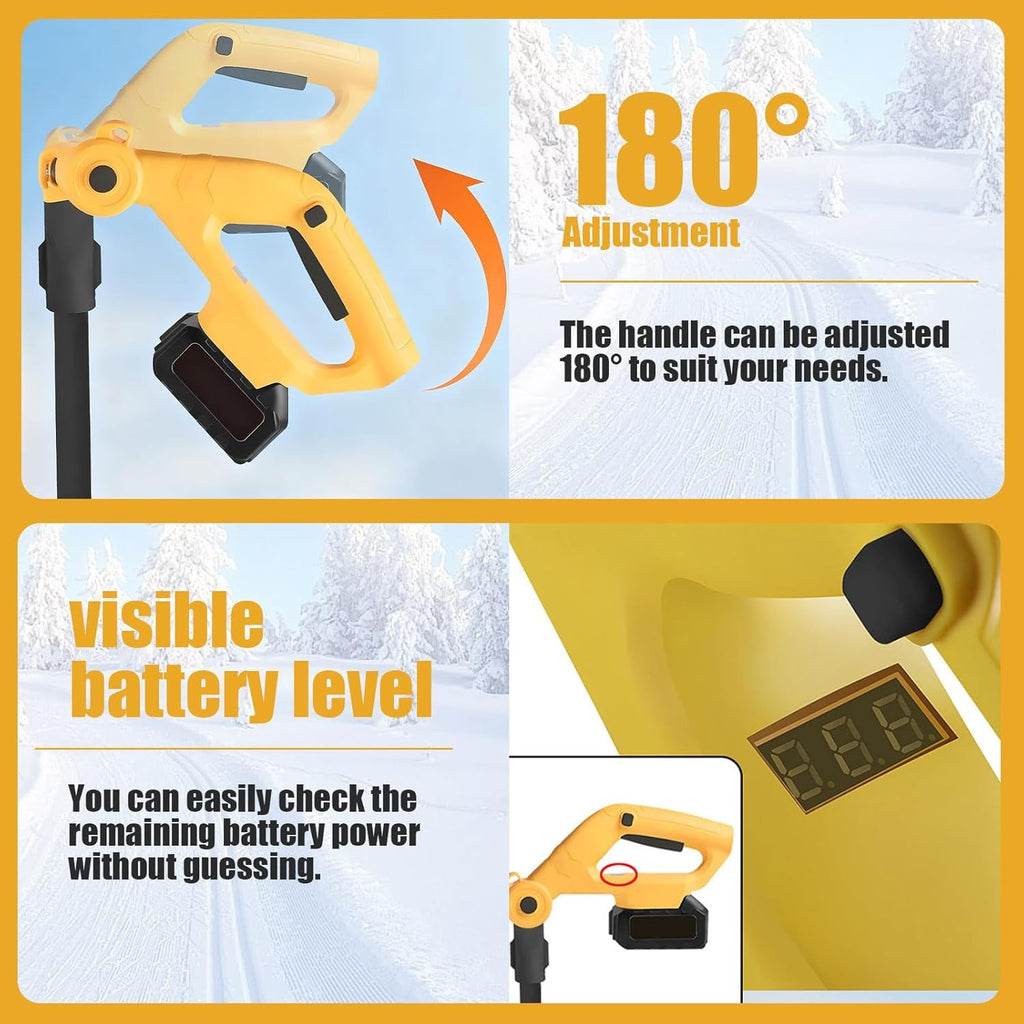 Pelle Neige Motorisée Pelle Neige Légère 21V, 16 Pouces, Plaque D’éjection Réglable, Outil Déneigement Hiver pour Garage, Maison Et Trottoir(Battery x2)