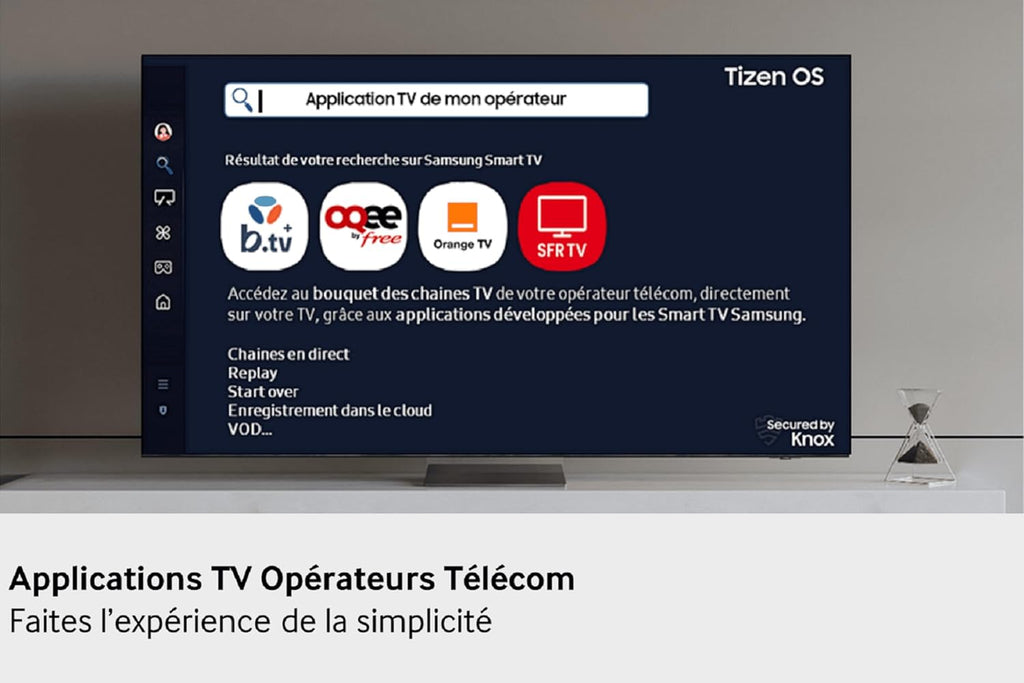 TV 55 Pouces Crystal UHD 55U8075F 4K Smart TV, Bluetooth, WiFi, Airplay, Crystal Processor 4K, HDR, Q-Symphony, Knox Security, Gaming Hub, Bixby, Applications opérateurs intégrées