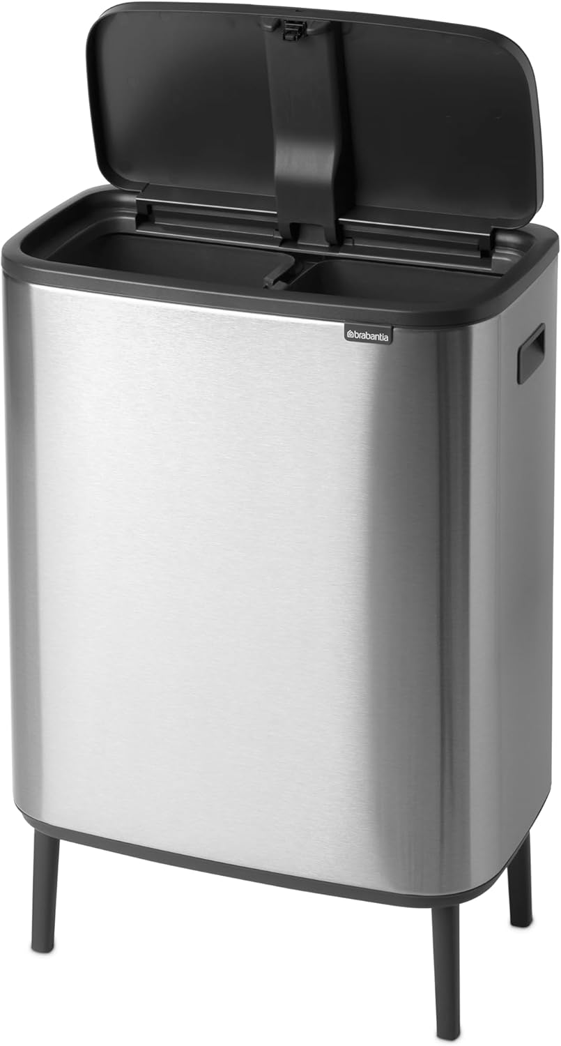 Brabantia - 130649 - Poubelle Bo Touch Bin Hi, 2x30L, Matt Steel Fingerprint Proof