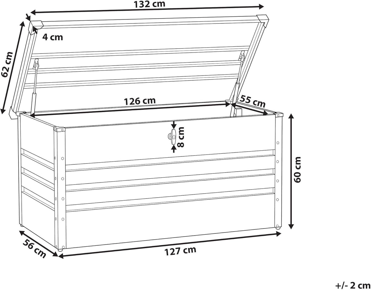 Beliani Coffre de Rangement Extérieur 165 x 70 cm 400 Litres en Acier Galvanisé Gris Foncé Idéal pour les Accessoires de Jardin Durable et Décoratif