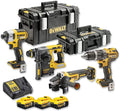 Kit 4 Outils XR 18V, 5Ah Lithium Ion BL avec Perceuse-Visseuse, Visseuse à Chocs, Meuleuse et Perforateur - DCK422P3-QW - Sans Fil - 3 Batteries et chargeur inclus - avec 2 Coffrets TSTAK