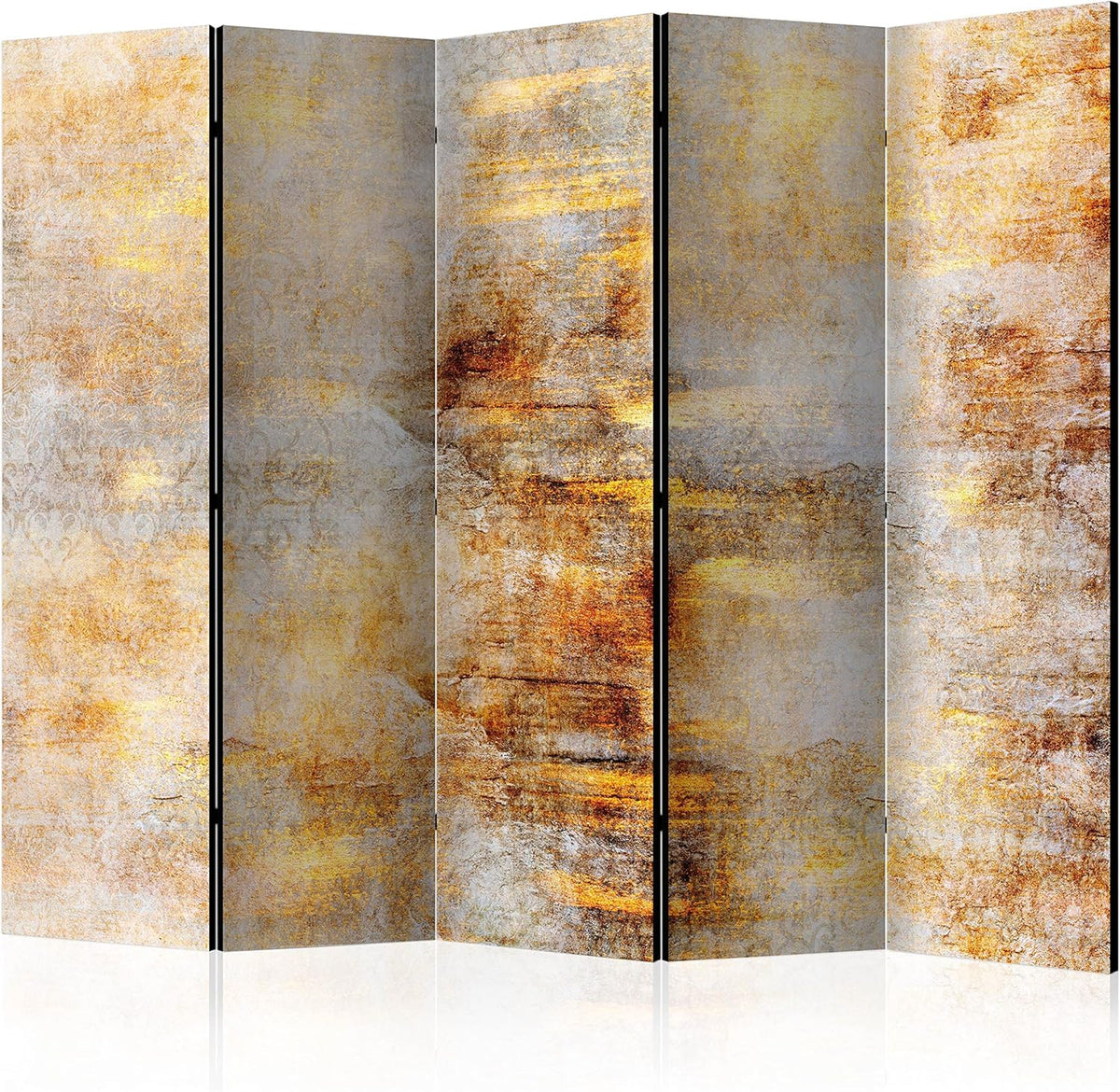murando - Paravent intérieur à Deux côtés 225x172 cm - Séparateur de pièce en Bois Naturel avec Toile imprimée Pliable - Abstraction Couleurs de la Nature Texture Fond Tendances f-A-0865-z-c