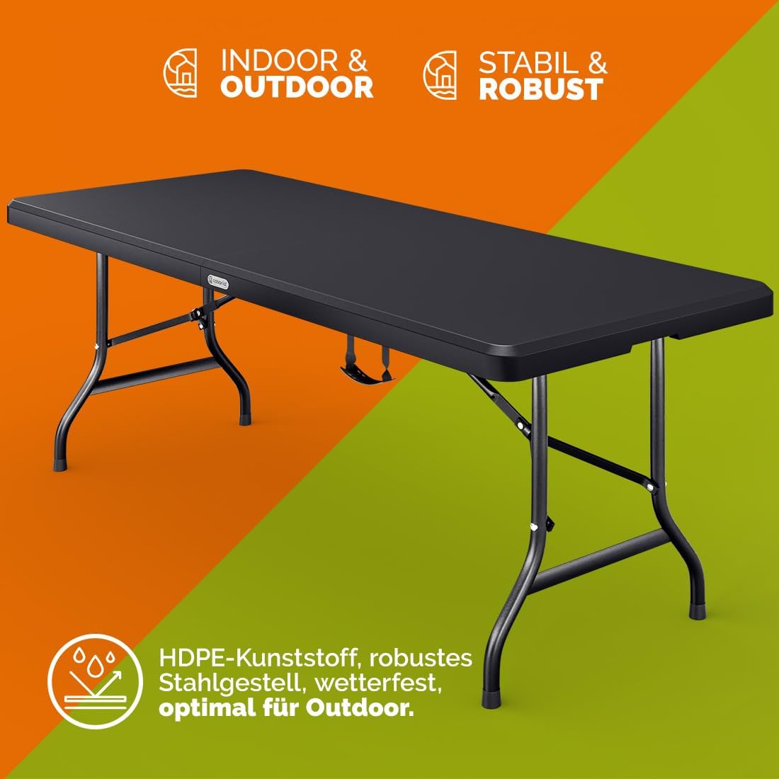 CASARIA Ensemble Table Pliante et 2 bancs 180 cm Table de Jardin 8 Personnes Camping terrasse Pique-Nique