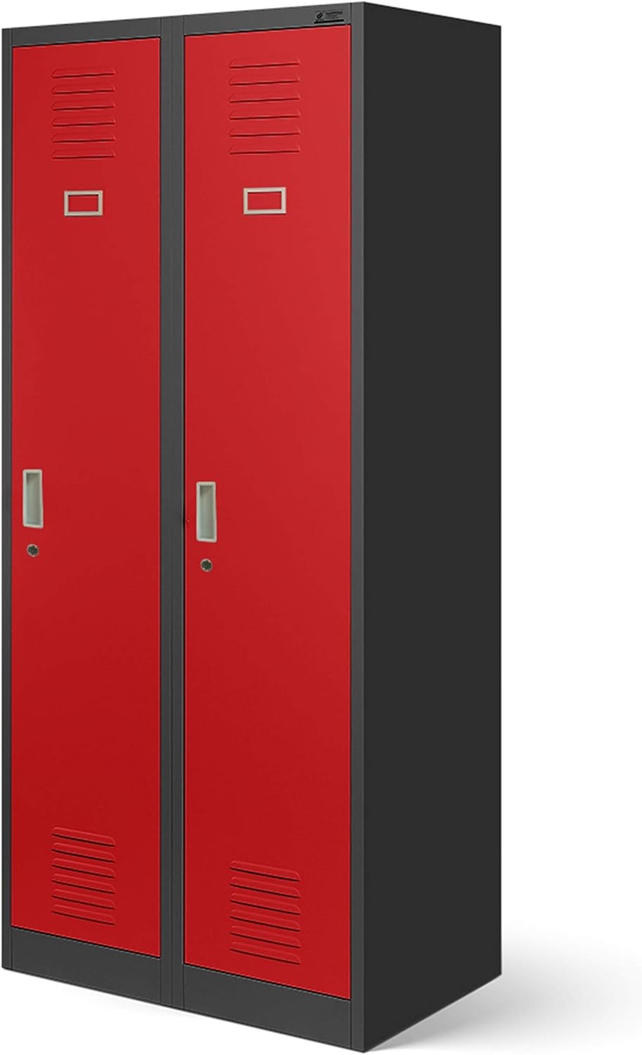 Jan Nowak Armoire Vestiaire Metallique 2B1A Casier en Métal 2 Compartiments cloison Revêtement en Poudre 180 cm x 80 cm x 50 cm (Anthracite/Rouge)