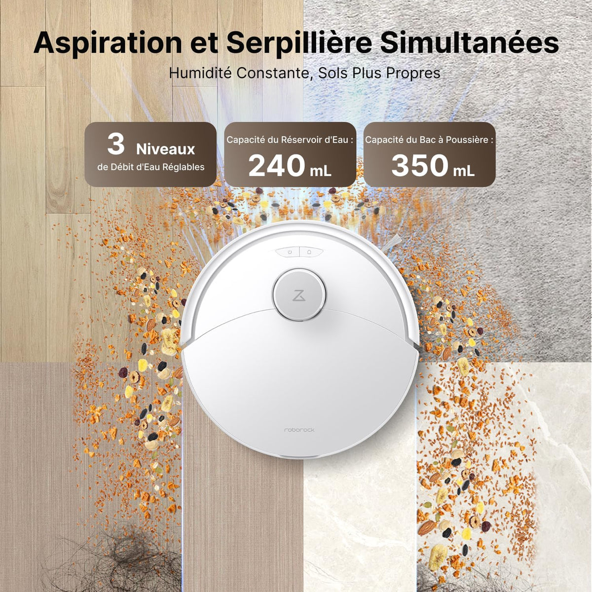 roborock Q10 X5+ Aspirateur Robot avec Station, Aspiration 10000Pa, Autovidante pour 7 semaines, Évitement Intelligent des Obstacles, Brosses Doubles Anti-Enchevêtrement, Blanc