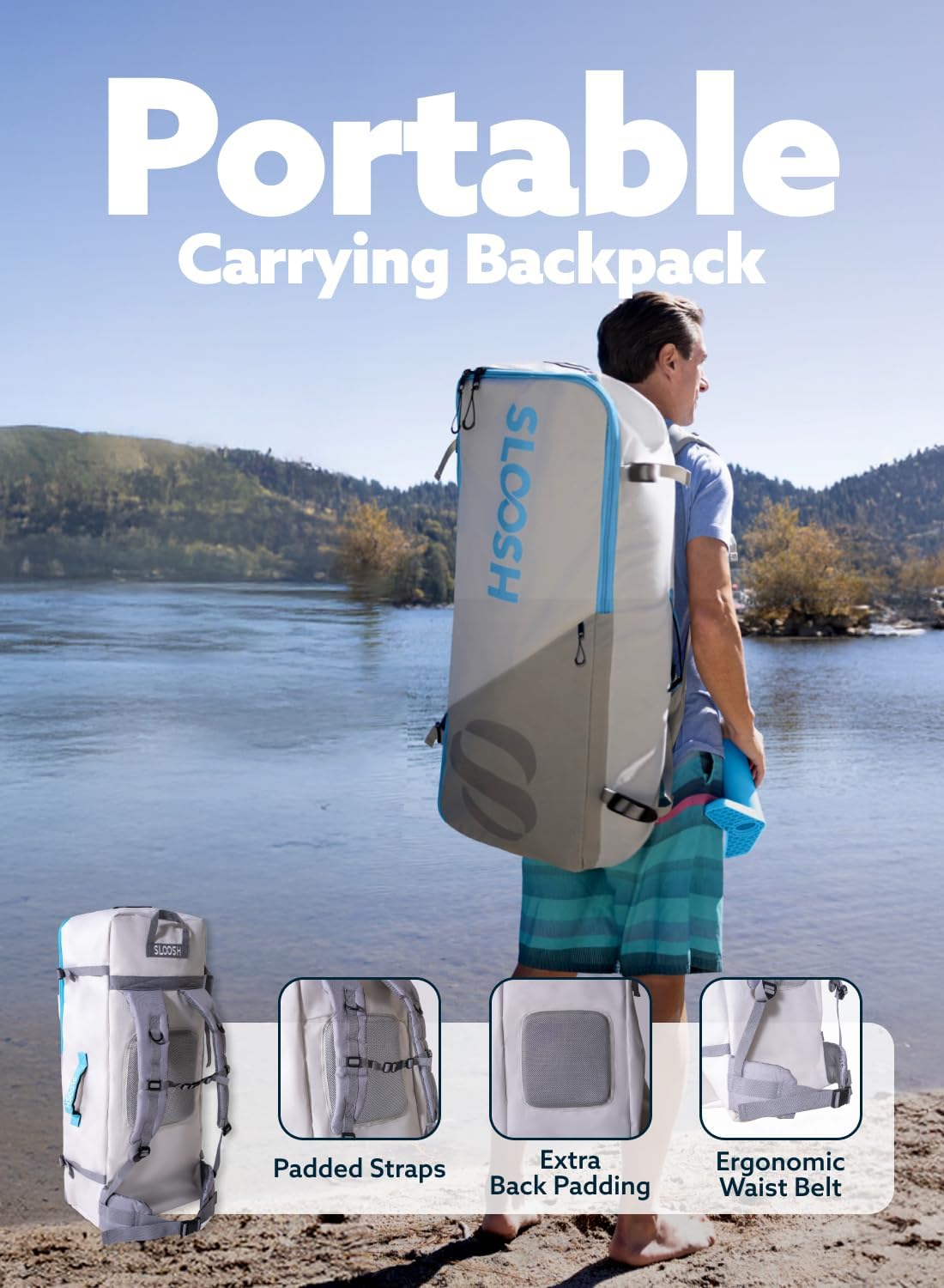 SLOOSH Planche de Paddle Gonflable,10'6" Stand-Up Paddle avec Accessoires Premium,Pont en EVA Antidérapant,Sac de Transport Ultra-Léger avec Pompe,Ripple Sup pour Jeunes & Adultes