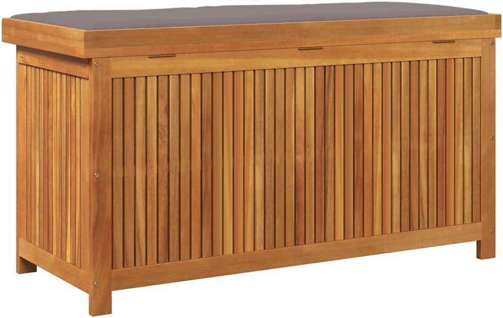vidaXL Boîte à Coussins d'extérieur 113x50x60,5cm Bois Massif d'acacia, conteneur à Coussins, boîte de Rangement, boîte à Coussins d'extérieur