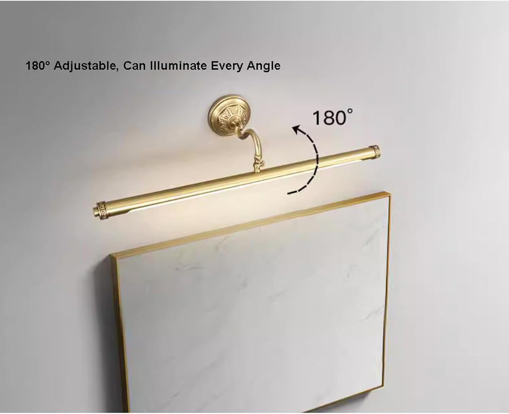 HGTYDV2 Lampe de vanité de Salle de Bain en Laiton Antique, luminaires de vanité à LED Traditionnels avec Abat-Jour en PC, Longue Bande, Applique Murale Vintage, éclairage