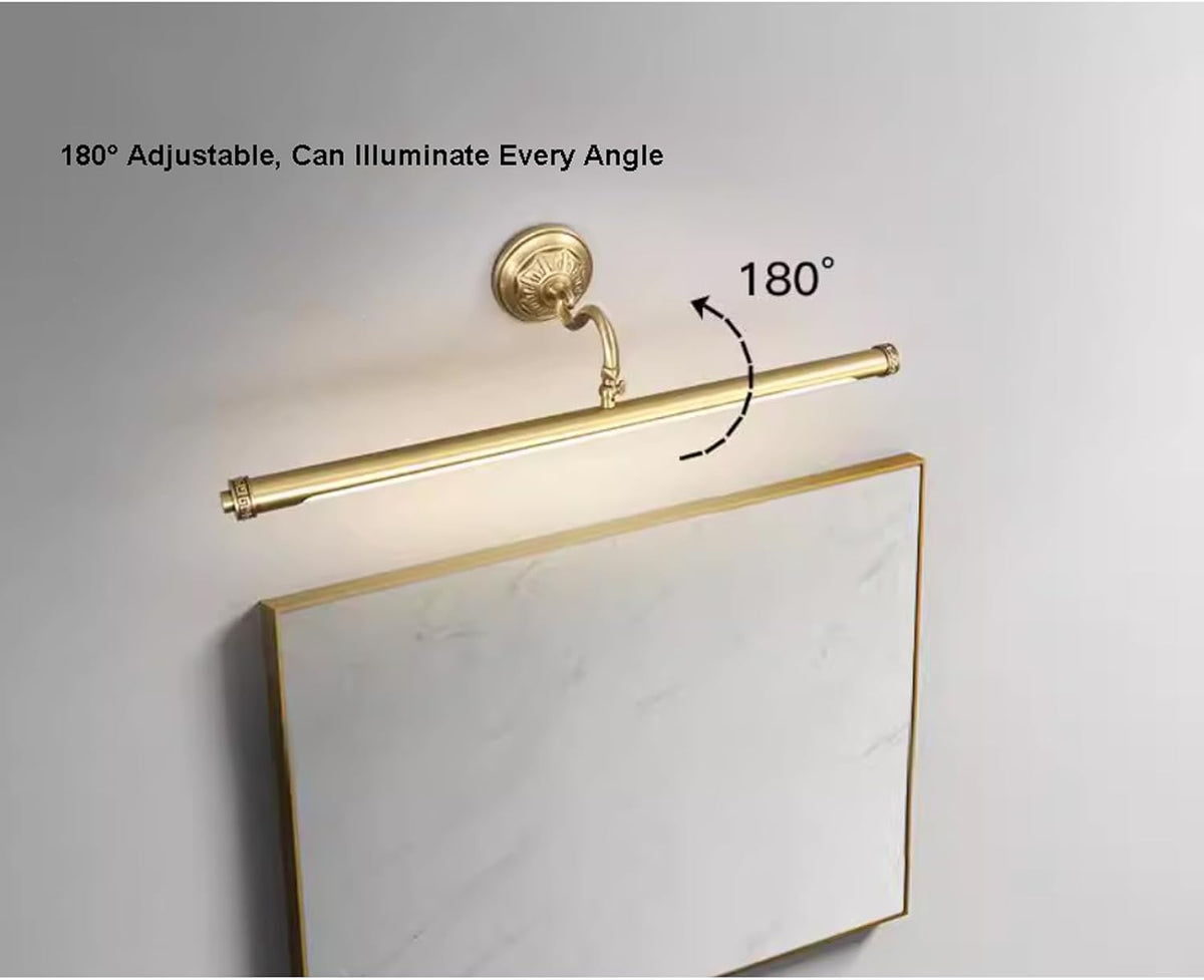 HGTYDV2 Lampe de vanité de Salle de Bain en Laiton Antique, luminaires de vanité à LED Traditionnels avec Abat-Jour en PC, Longue Bande, Applique Murale Vintage, éclairage
