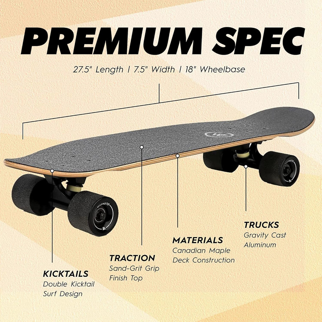 Magneto Mini Cruiser Skateboard Cruiser | Shortboard | Plate-Forme d'érable Canadien - Conçu pour Les Enfants, Les Adolescents et Les Adultes (Coeur Beat)