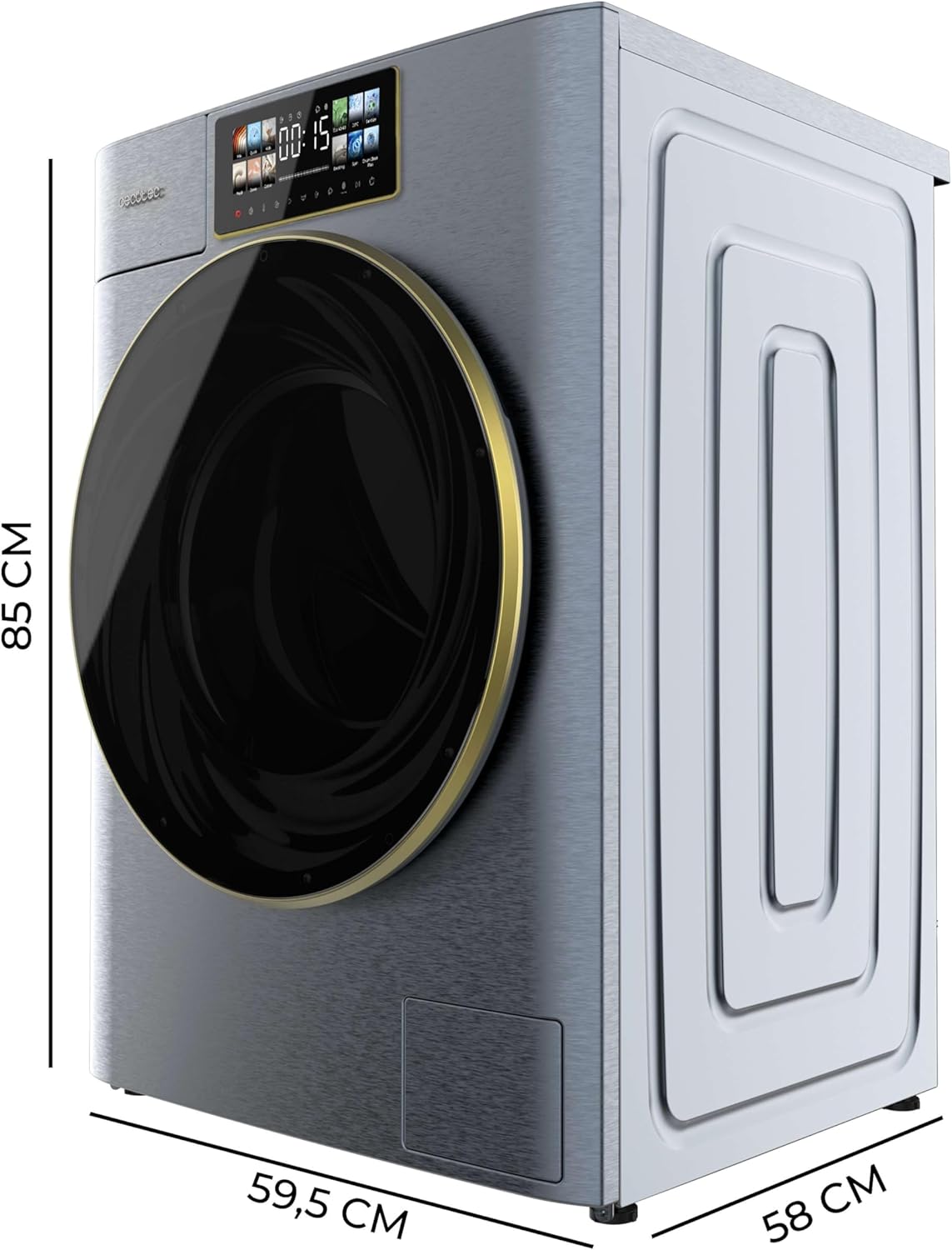 Cecotec Lave-linge 9Kg Chargement Frontal Autodose Bolero DressCode 9950 Autodose Inverter 3D Ice Blue A. Finition Bleue 1400 Tr/min, Core Matrix Screen, Porte XXL, Éclairage Intérieur