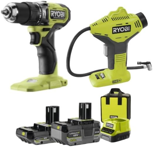 Perceuse-visseuse à percussion 18V One+ Brushless - Batteries 2,0 et 4,0Ah - Chargeur - Compresseur OFFERT