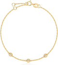 Carleen bracelet en or massif 18 carats 750 avec diamant naturel véritable 0,045 carat Cadeau bijoux pour femmes et filles - bracelet réglable : 17 + 3 cm, 17 cm, Or