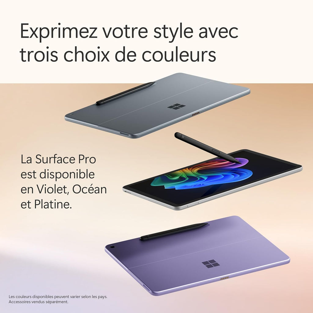 Microsoft Surface Pro | Copilot+ PC | Ecran Tactile LCD 12” | Snapdragon X Plus | 16Go RAM | Stockage 512Go | Dernier Modèle | Platine