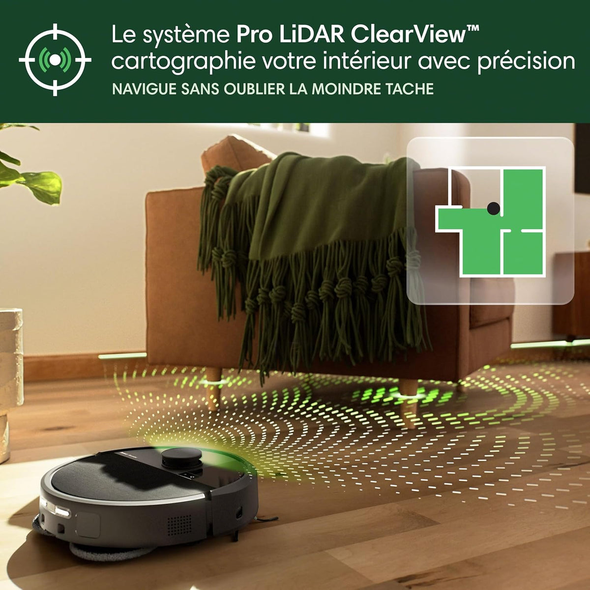 iRobot Roomba Plus 505 Combo Robot + AutoWash - Base Multifonction - Lavage et séchage à l'air Chaud des lingettes - PrecisionVision IA - LiDAR Clearview Pro - 75 Jours d'autovidage - Noir