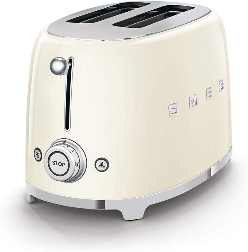 Smeg TSF01CRUK Grille-pain 2 tranches 950 W Crème (Acier, boutons rotatifs, 950 W, 220-240 V)
